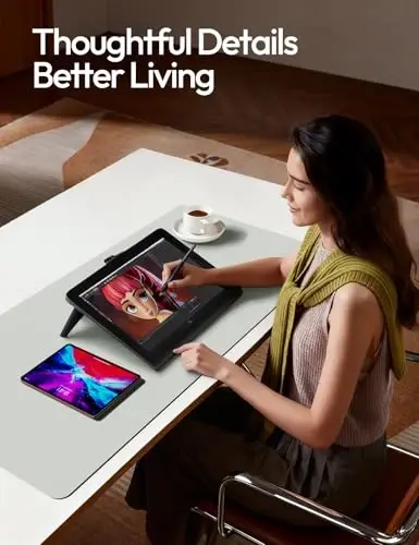 YSAGi Leather Desk Protector, Office Mat, Large Mouse Mat, Non-Slip PU Leather Blotter, Laptop Desk Mat, Waterproof Writing Pad for Office and Home (Light Grey, 35.4