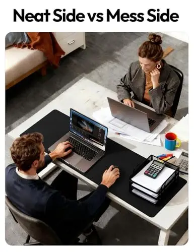 YSAGi Leather Desk Protector, Office Mat, Large Mouse Mat, Non-Slip PU Leather Blotter, Laptop Desk Mat, Waterproof Writing Pad for Office and Home(Black, 40