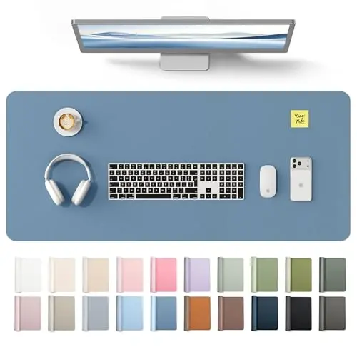 YSAGi Leather Desk Protector, Office Mat, Large Mouse Mat, Non-Slip PU Leather Blotter, Laptop Desk Mat, Waterproof Writing Pad for Office and Home(Blue, 42