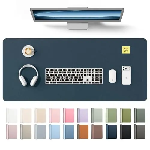 YSAGi Leather Desk Protector, Office Mat, Large Mouse Mat, Non-Slip PU Leather Blotter, Laptop Desk Mat, Waterproof Writing Pad for Office and Home(Dark Blue, 42