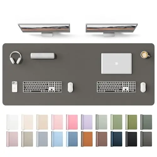 YSAGi Leather Desk Protector, Office Mat, Large Mouse Mat, Non-Slip PU Leather Blotter, Laptop Desk Mat, Waterproof Writing Pad for Office and Home(Dark Grey, 63