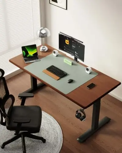 YSAGi Leather Desk Protector, Office Mat, Large Mouse Mat, Non-Slip PU Leather Blotter, Laptop Desk Mat, Waterproof Writing Pad for Office and Home(Grayish Green, 40