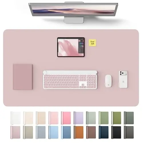 YSAGi Leather Desk Protector, Office Mat, Large Mouse Mat, Non-Slip PU Leather Blotter, Laptop Desk Mat, Waterproof Writing Pad for Office and Home(Grayish Lavender, 40