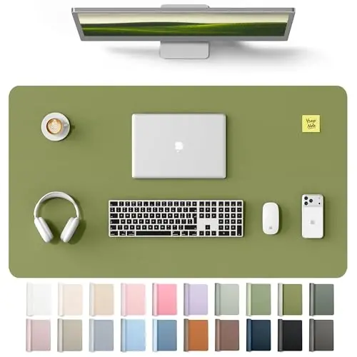 YSAGi Leather Desk Protector, Office Mat, Large Mouse Mat, Non-Slip PU Leather Blotter, Laptop Desk Mat, Waterproof Writing Pad for Office and Home(Green, 40