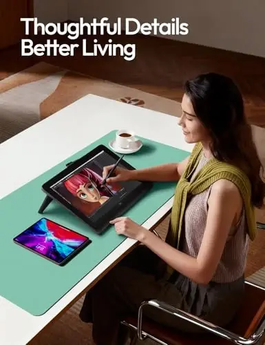 YSAGi Leather Desk Protector, Office Mat, Large Mouse Mat, Non-Slip PU Leather Blotter, Laptop Desk Mat, Waterproof Writing Pad for Office and Home(Green-Blue, 63