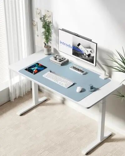 YSAGi Leather Desk Protector, Office Mat, Large Mouse Mat, Non-Slip PU Leather Blotter, Laptop Desk Mat, Waterproof Writing Pad for Office and Home(Ice Blue, 40