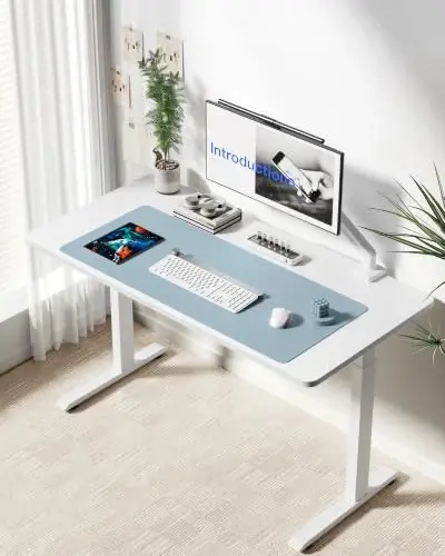YSAGi Leather Desk Protector, Office Mat, Large Mouse Mat, Non-Slip PU Leather Blotter, Laptop Desk Mat, Waterproof Writing Pad for Office and Home(Ice Blue, 42