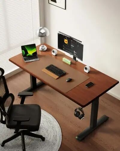 YSAGi Leather Desk Protector, Office Mat, Large Mouse Mat, Non-Slip PU Leather Blotter, Laptop Desk Mat, Waterproof Writing Pad for Office and Home(Khaki, 42