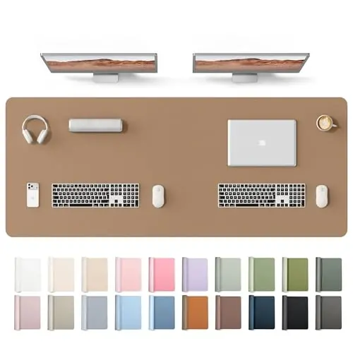 YSAGi Leather Desk Protector, Office Mat, Large Mouse Mat, Non-Slip PU Leather Blotter, Laptop Desk Mat, Waterproof Writing Pad for Office and Home(Khaki, 63
