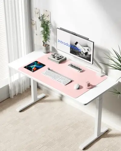 YSAGi Leather Desk Protector, Office Mat, Large Mouse Mat, Non-Slip PU Leather Blotter, Laptop Desk Mat, Waterproof Writing Pad for Office and Home(Light Pink, 40