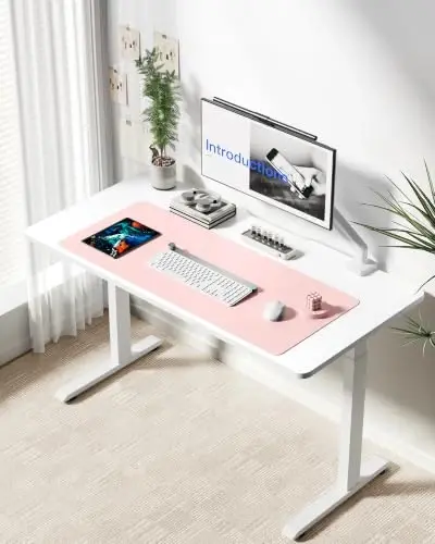 YSAGi Leather Desk Protector, Office Mat, Large Mouse Mat, Non-Slip PU Leather Blotter, Laptop Desk Mat, Waterproof Writing Pad for Office and Home(Light Pink, 42