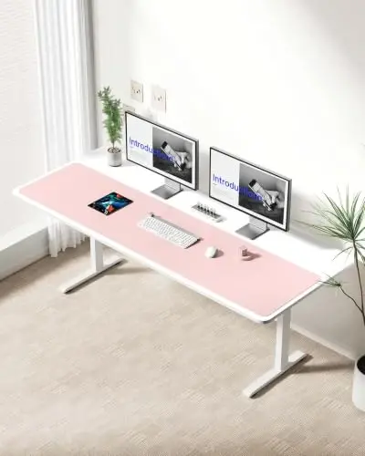 YSAGi Deri Masa Koruyucu, Ofis Paspası, Büyük Fare Altlığı, Kaymaz PU Deri Altlık, Dizüstü Bilgisayar Masa Matı, Ofis ve Ev için Su Geçirmez Yazı Pedi (Açık Pembe, 63