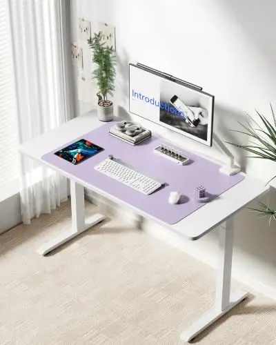 YSAGi Leather Desk Protector, Office Mat, Large Mouse Mat, Non-Slip PU Leather Blotter, Laptop Desk Mat, Waterproof Writing Pad for Office and Home(Light Purple, 40