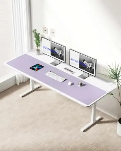 YSAGi Leather Desk Protector, Office Mat, Large Mouse Mat, Non-Slip PU Leather Blotter, Laptop Desk Mat, Waterproof Writing Pad for Office and Home(Light Purple, 63