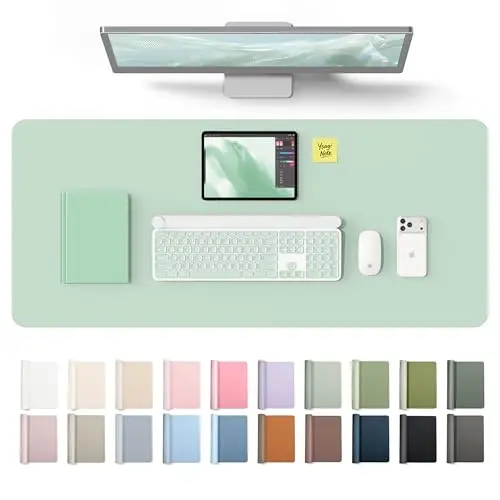 YSAGi Leather Desk Protector, Office Mat, Large Mouse Mat, Non-Slip PU Leather Blotter, Laptop Desk Mat, Waterproof Writing Pad for Office and Home(Pale Green, 42