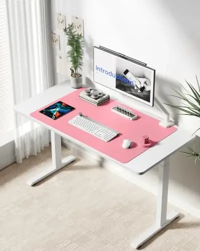 YSAGi Leather Desk Protector, Office Mat, Large Mouse Mat, Non-Slip PU Leather Blotter, Laptop Desk Mat, Waterproof Writing Pad for Office and Home(Pink, 40