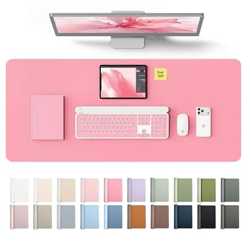YSAGi Leather Desk Protector, Office Mat, Large Mouse Mat, Non-Slip PU Leather Blotter, Laptop Desk Mat, Waterproof Writing Pad for Office and Home(Pink, 42
