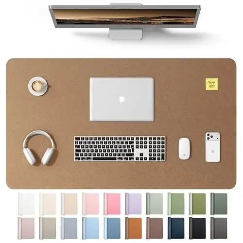 YSAGi Leather Desk Protector, Office Mat, Large Mouse Mat, Non-Slip PU Leather Blotter, Laptop Desk Mat, Waterproof Writing Pad for Office and Home(Shiny Bronze, 40