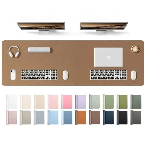 YSAGi Leather Desk Protector, Office Mat, Large Mouse Mat, Non-Slip PU Leather Blotter, Laptop Desk Mat, Waterproof Writing Pad for Office and Home(Shiny Bronze, 63