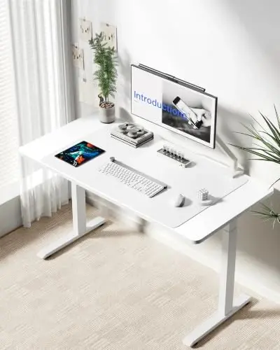 YSAGi Leather Desk Protector, Office Mat, Large Mouse Mat, Non-Slip PU Leather Blotter, Laptop Desk Mat, Waterproof Writing Pad for Office and Home(White, 40