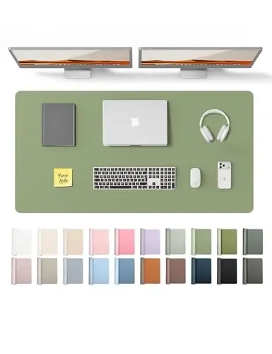 YSAGi Leather Desk Protector, Office Mat, Large Mouse Mat, Non-Slip PU Leather Blotter, Laptop Desk Pad, Waterproof Writing Pad for Office and Home (Bamboo Green, 47.2