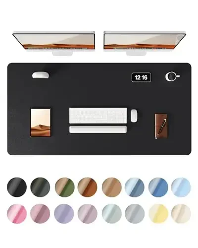 YSAGi Leather Desk Protector, Office Mat, Large Mouse Mat, Non-Slip PU Leather Blotter, Laptop Desk Pad, Waterproof Writing Pad for Office and Home (Black, 47.2