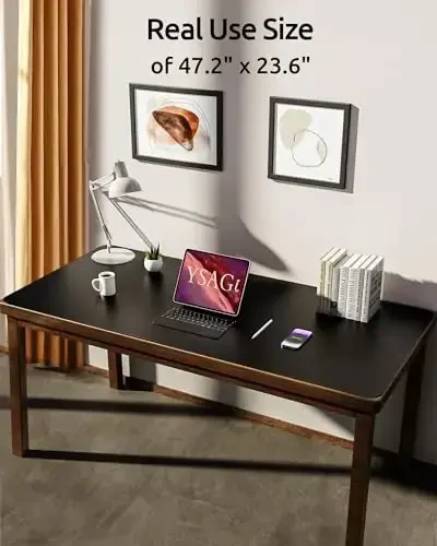 YSAGi Leather Desk Protector, Office Mat, Large Mouse Mat, Non-Slip PU Leather Blotter, Laptop Desk Pad, Waterproof Writing Pad for Office and Home (Black, 47.2