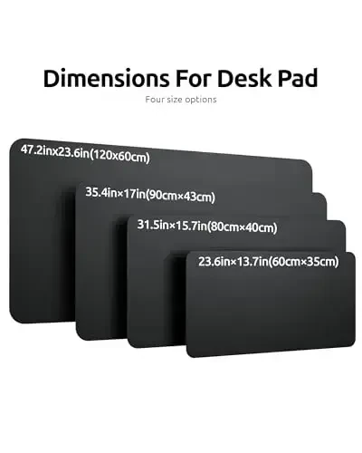 YSAGi Leather Desk Protector, Office Mat, Large Mouse Mat, Non-Slip PU Leather Blotter, Laptop Desk Pad, Waterproof Writing Pad for Office and Home (Black, 47.2