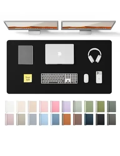 YSAGi Leather Desk Protector, Office Mat, Large Mouse Mat, Non-Slip PU Leather Blotter, Laptop Desk Pad, Waterproof Writing Pad for Office and Home (Black, 47.2