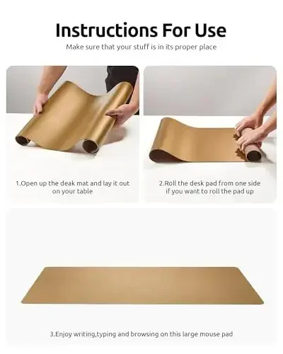 YSAGi Leather Desk Protector, Office Mat, Large Mouse Mat, Non-Slip PU Leather Blotter, Laptop Desk Pad, Waterproof Writing Pad for Office and Home (Bronze, 23.6