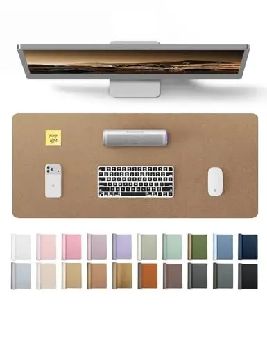 YSAGi Leather Desk Protector, Office Mat, Large Mouse Mat, Non-Slip PU Leather Blotter, Laptop Desk Pad, Waterproof Writing Pad for Office and Home (Bronze, 23.6