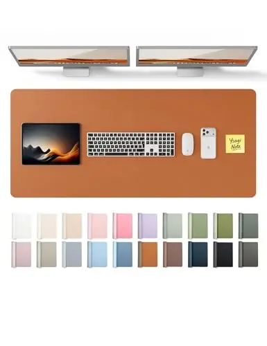 YSAGi Leather Desk Protector, Office Mat, Large Mouse Mat, Non-Slip PU Leather Blotter, Laptop Desk Pad, Waterproof Writing Pad for Office and Home (Brown, 47