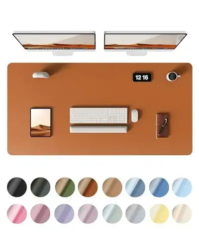 YSAGi Leather Desk Protector, Office Mat, Large Mouse Mat, Non-Slip PU Leather Blotter, Laptop Desk Pad, Waterproof Writing Pad for Office and Home (Brown, 47.2