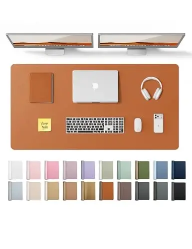 YSAGi Leather Desk Protector, Office Mat, Large Mouse Mat, Non-Slip PU Leather Blotter, Laptop Desk Pad, Waterproof Writing Pad for Office and Home (Brown, 47.2