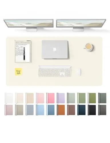 YSAGi Leather Desk Protector, Office Mat, Large Mouse Mat, Non-Slip PU Leather Blotter, Laptop Desk Pad, Waterproof Writing Pad for Office and Home (Cream, 47.2