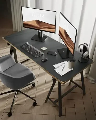 YSAGi Leather Desk Protector, Office Mat, Large Mouse Mat, Non-Slip PU Leather Blotter, Laptop Desk Pad, Waterproof Writing Pad for Office and Home (Dark Grey, 47.2