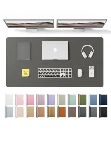 YSAGi Leather Desk Protector, Office Mat, Large Mouse Mat, Non-Slip PU Leather Blotter, Laptop Desk Pad, Waterproof Writing Pad for Office and Home (Dark Grey, 47.2