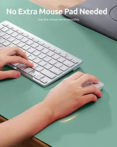 YSAGi Leather Desk Protector, Office Mat, Large Mouse Mat, Non-Slip PU Leather Blotter, Laptop Desk Pad, Waterproof Writing Pad for Office and Home (Green-Blue, 23.6