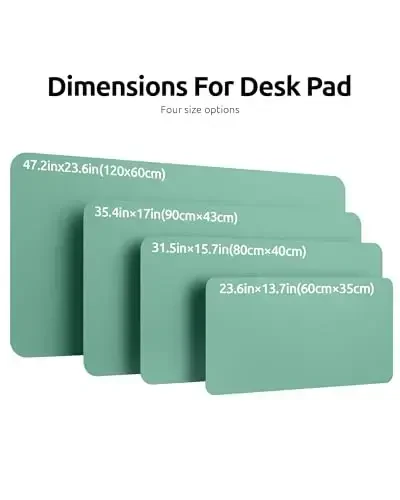 YSAGi Leather Desk Protector, Office Mat, Large Mouse Mat, Non-Slip PU Leather Blotter, Laptop Desk Pad, Waterproof Writing Pad for Office and Home (Green-Blue, 47.2