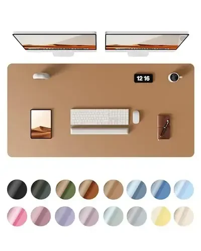 YSAGi Leather Desk Protector, Office Mat, Large Mouse Mat, Non-Slip PU Leather Blotter, Laptop Desk Pad, Waterproof Writing Pad for Office and Home (Khaki, 47.2