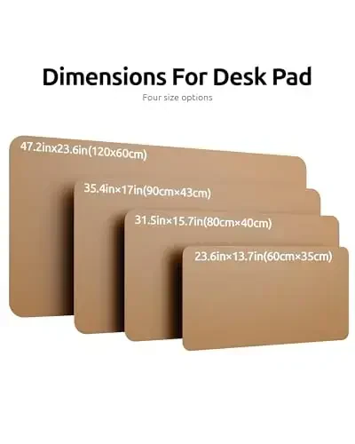 YSAGi Leather Desk Protector, Office Mat, Large Mouse Mat, Non-Slip PU Leather Blotter, Laptop Desk Pad, Waterproof Writing Pad for Office and Home (Khaki, 47.2