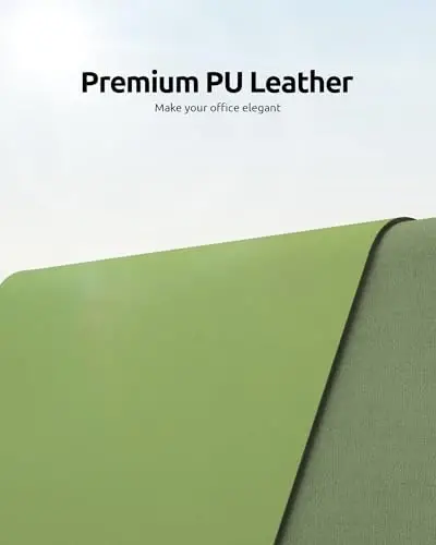 YSAGi Leather Desk Protector, Office Mat, Large Mouse Mat, Non-Slip PU Leather Blotter, Laptop Desk Pad, Waterproof Writing Pad for Office and Home (Leaf Green, 35.4