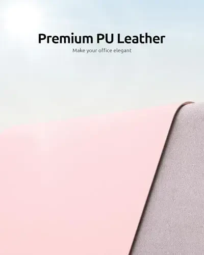 YSAGi Leather Desk Protector, Office Mat, Large Mouse Mat, Non-Slip PU Leather Blotter, Laptop Desk Pad, Waterproof Writing Pad for Office and Home (Light Pink, 31.5