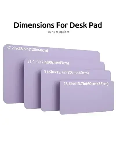 YSAGi Leather Desk Protector, Office Mat, Large Mouse Mat, Non-Slip PU Leather Blotter, Laptop Desk Pad, Waterproof Writing Pad for Office and Home (Light Purple, 47.2