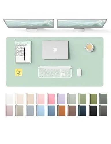YSAGi Leather Desk Protector, Office Mat, Large Mouse Mat, Non-Slip PU Leather Blotter, Laptop Desk Pad, Waterproof Writing Pad for Office and Home (Pale Green, 47.2