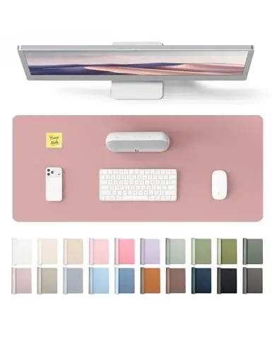 YSAGi Leather Desk Protector, Office Mat, Large Mouse Mat, Non-Slip PU Leather Blotter, Laptop Desk Pad, Waterproof Writing Pad for Office and Home (Pale Mauve, 23.6