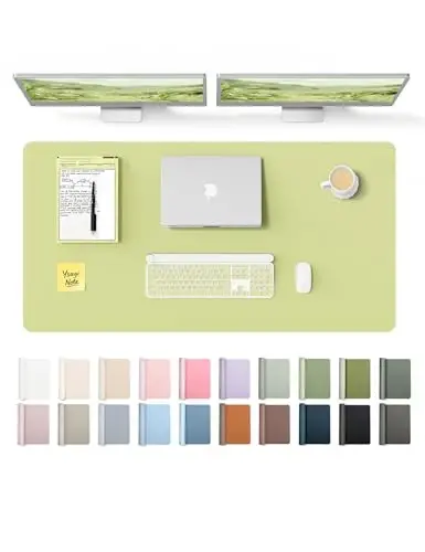 YSAGi Leather Desk Protector, Office Mat, Large Mouse Mat, Non-Slip PU Leather Blotter, Laptop Desk Pad, Waterproof Writing Pad for Office and Home (Peak Green, 47.2