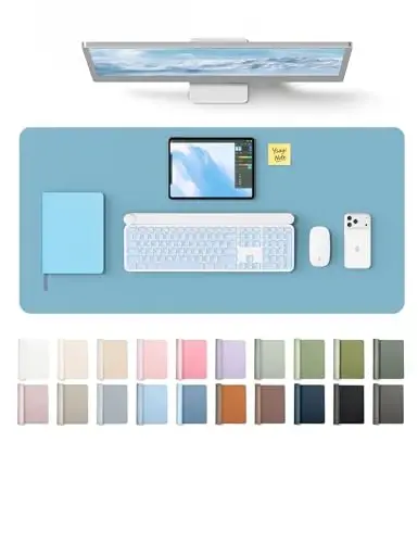 YSAGi Leather Desk Protector, Office Mat, Large Mouse Mat, Non-Slip PU Leather Blotter, Laptop Desk Pad, Waterproof Writing Pad for Office and Home (Sea Blue, 31.5