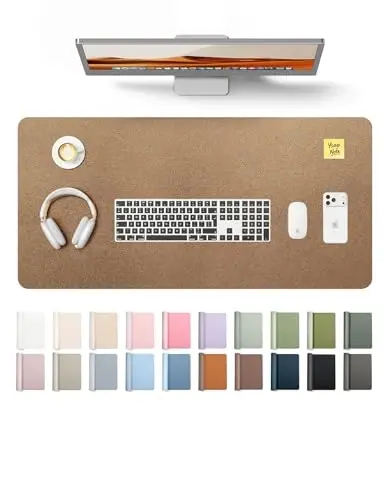 YSAGi Leather Desk Protector, Office Mat, Large Mouse Mat, Non-Slip PU Leather Blotter, Laptop Desk, Waterproof Writing Pad for Office and Home (Bronze, 35.4