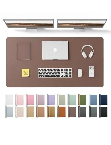YSAGi Leather Desk Protector, Office Mat, Large Mouse Mat, Non-Slip PU Leather Blotter, Laptop Desk, Waterproof Writing Pad for Office and Home (Chocolate, 47.2